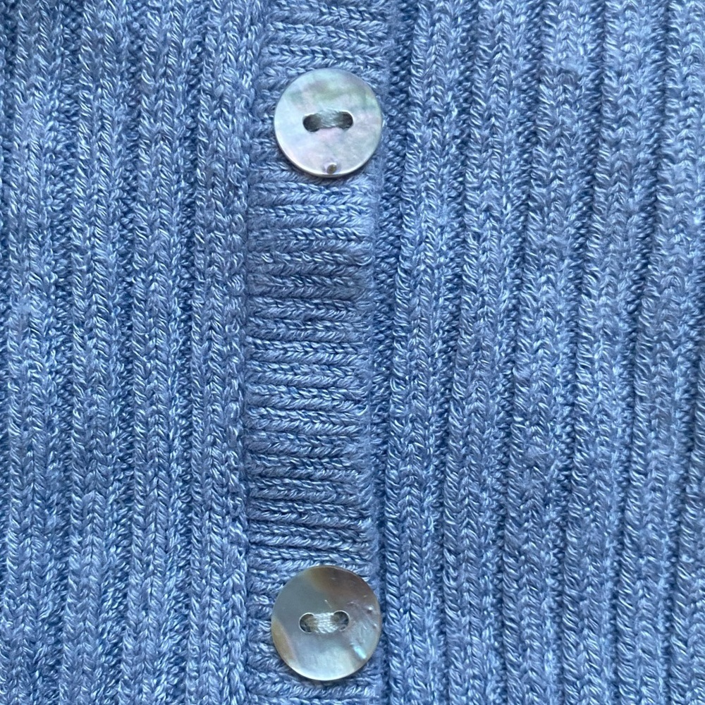 Debut Blue Ribbed Button Front Sweater Size Small/Medium - Picture 5 of 8